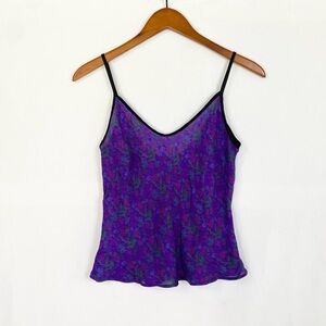 Tracy Feith‎ Silk USA Purple and Green Floral Tank Cami Lightweight Size 2